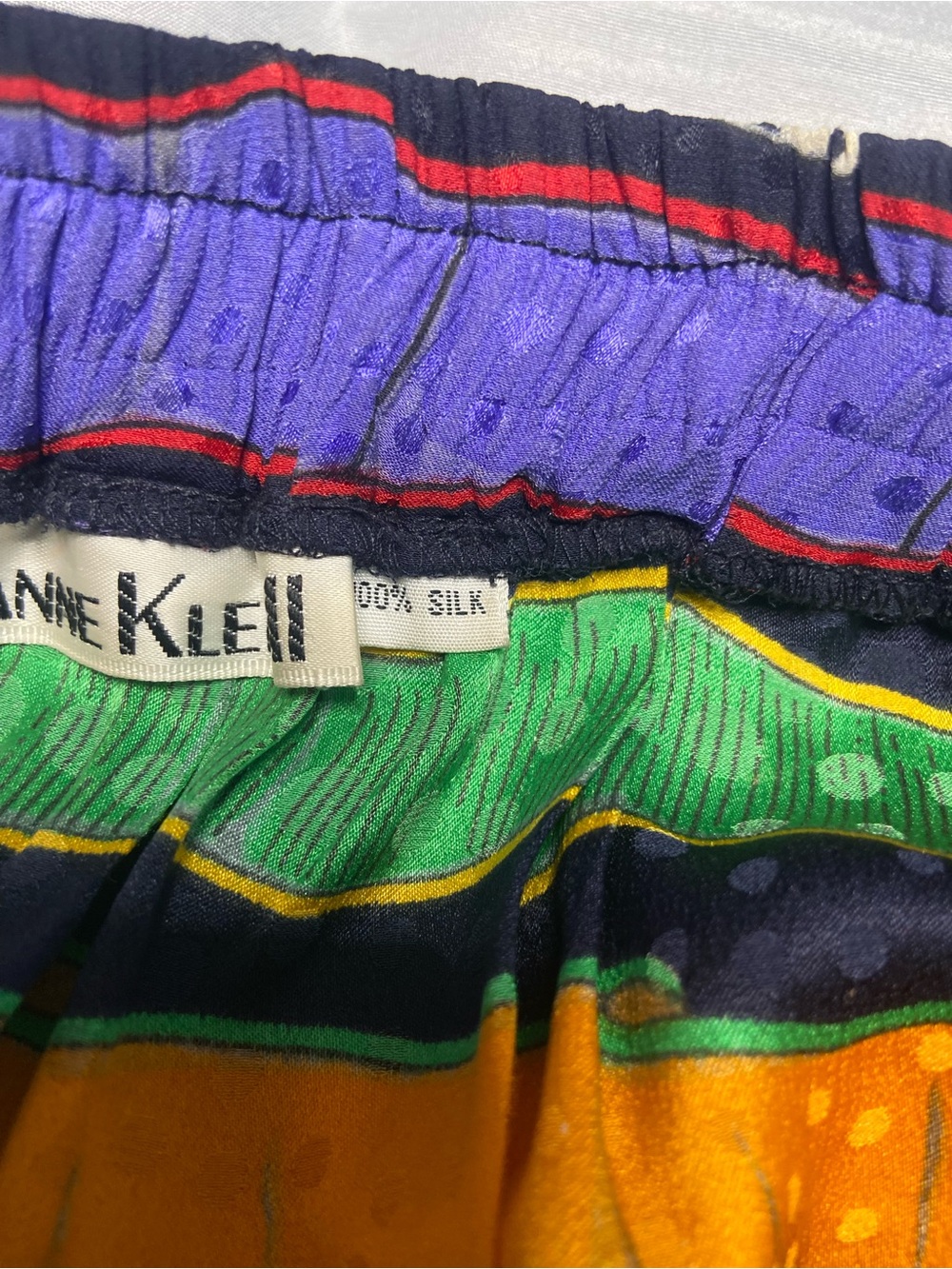 Anne Klein Multicolored Striped Maxi Skirt with Polka Dot Bands EUC S 100% Silk - Picture 7 of 12